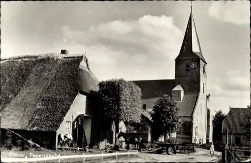 Ak Diever Drenthe Niederlande, Peperstraat, Kerk