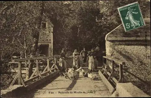 Ak Jarcy Essonne, Passerelle du Moulin de Jarcy