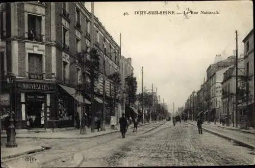 Ak Ivry sur Seine Val de Marne, La Rue Nationale