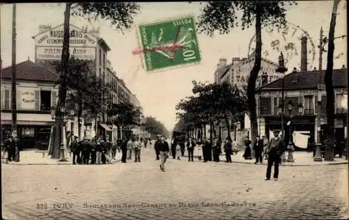 Ak Ivry sur Seine Val de Marne, Boulevard Sadi-Carnot, Place Léon Gambetta