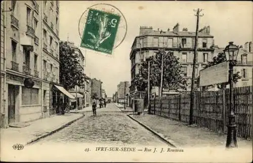 Ak Ivry sur Seine Val de Marne, Rue Jean-Jacques Rousseau