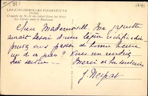 Ak Les Joncherolles Pierrefitte Seine-Saint-Denis, Chapelle Notre Dame de Salut Hors des Murs