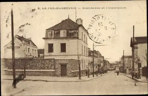 Ak Le Pre Saint Gervais Seine Saint Denis, Grande Rue et L´Institution