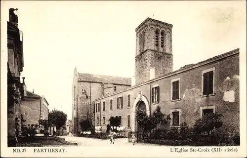 Ak Parthenay Deux Sèvres, Église Sainte Croix