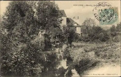 Ak Pontoise Val d'Oise, Moulin, Rue des Deux Ponts