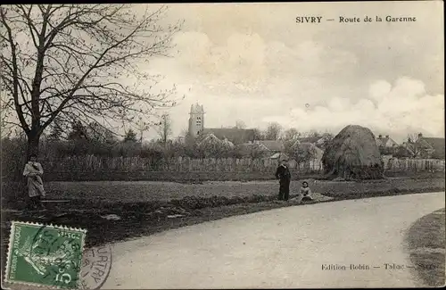 Ak Sivry-Courtry Seine-et-Marne, Route de la Garenne