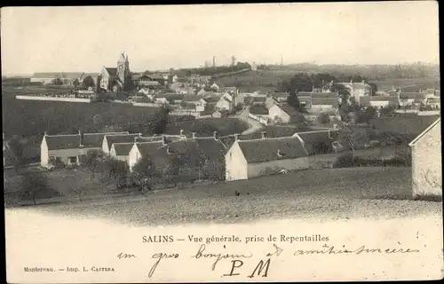 Ak Salins Seine et Marne, Vue Générale prise de Repentailles