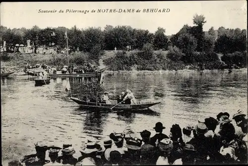 Ak Béhuard Maine-et-Loire, Pélerinage de Notre Dame de Béhuard, Barques