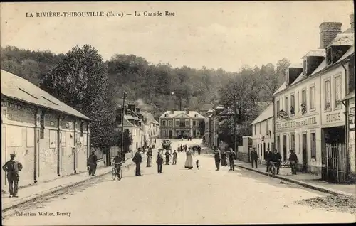 Ak La Riviere Thibouville Eure, La Grande Rue