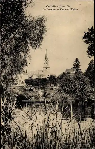 Ak Cellettes Loir et Cher, Le Beuvron, Vur sur l´Eglise