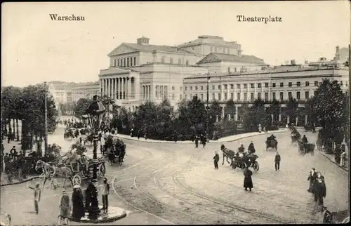 Ak Warszawa Warschau Polen, Theaterplatz