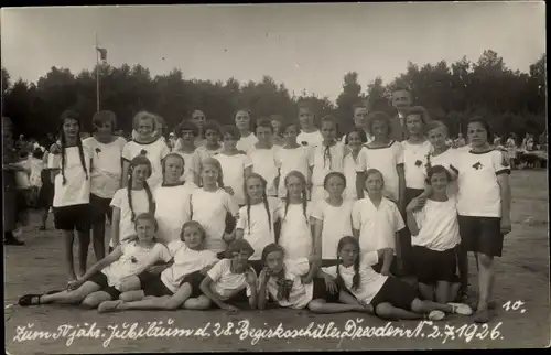 Ak Dresden Zentrum Altstadt, Schülerinnen, Gruppenbild, 50jähriges Jubiläum der Bezirksschule 1926