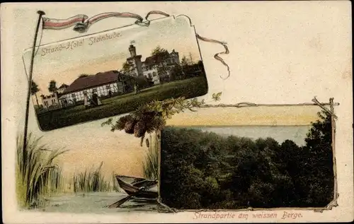 Ak Steinhude Wunstorf in Niedersachsen, Strandhotel Steinhude, Strandpartie am Weißen Berg