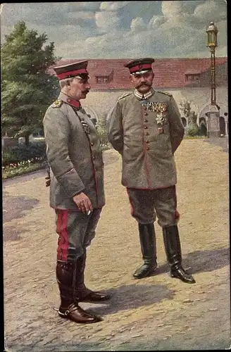 Künstler Ak Generalfeldmarschall Paul von Hindenburg, Kaiser Wilhelm II., Posen, 1915