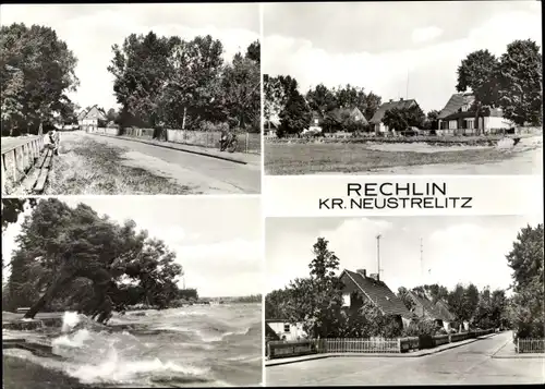 Ak Rechlin Kreis Neustrelitz, See und Straßen Ansichten