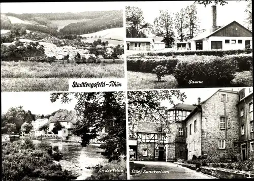 Ak Stadtlengsfeld in Thüringen, Rhön, Vier Ansichten, Sauna, An der Felda, Diätsanatorium