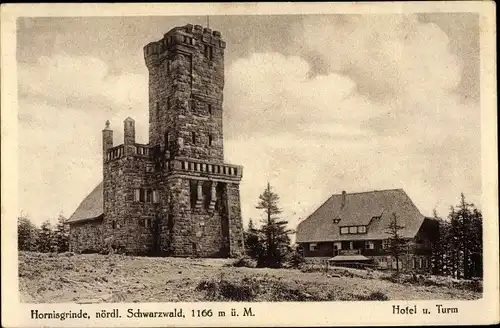 Ak Hornisgrinde im Schwarzwald, Hotel und Turm