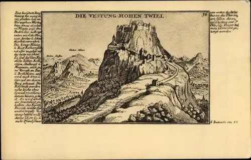 Künstler Ak Singen Hohentwiel Baden Württemberg, Festung