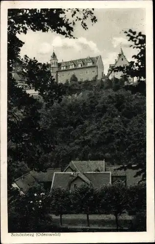 Ak Bensheim Schönberg, Teilansicht, Schloss