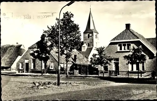 Ak Diever Drenthe Niederlande, Straßenpartie, Kirche