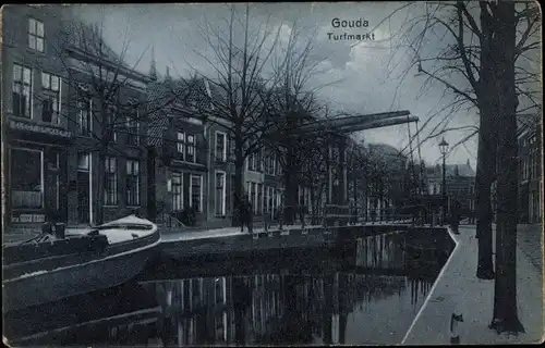 Ak Gouda Südholland Niederlande, Turfmarkt