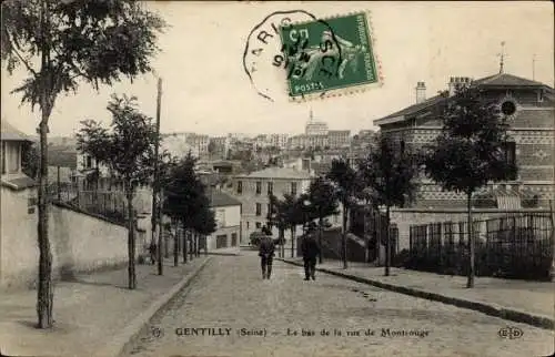 Ak Gentilly Val de Marne, Bas de la Rue de Montrouge