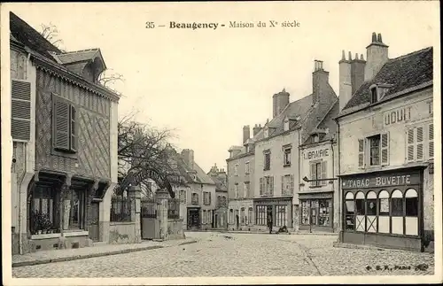 Ak Beaugency Loiret, Maison du Xe Siècle, Commerces, Tabac, Buvette, Librairie