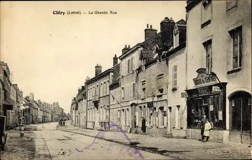 Ak Clery Loiret, La Grande Rue