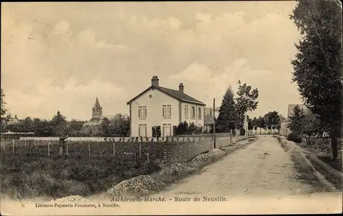 Ak Aschères-le-Marché Loiret, Route de Neuville