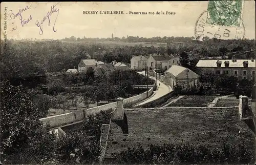 Ak Boissy l'Aillerie Val d'Oise, Panorama rue de la Poste