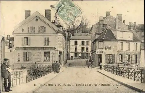 Ak Beaumont sur Oise Val d’Oise, Entree de la Rue Nationale