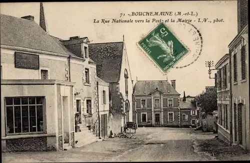 Ak Bouchemaine Maine-et-Loire, Rue Nationale vers la Poste et la Mairie