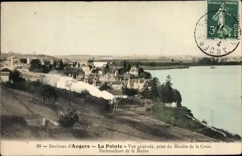 Ak La Pointe Maine et Loire, Vue Générale prise du Moulin de la Croix