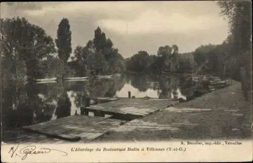 Ak Villennes sur Seine Yvelines, L´Abordage du Restaurant Bodin