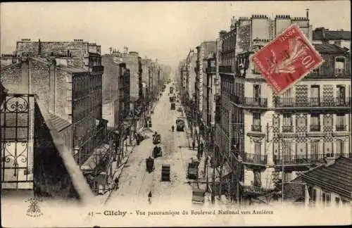 Ak Clichy Hauts de Seine, Vue Panoramique du Boulevard National vers Asnières