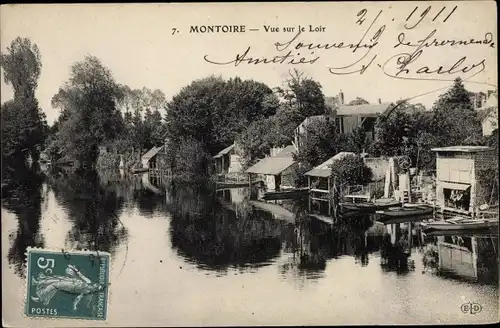 Ak Montoire Loir et Cher, Vue sur le Loir