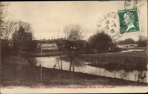 Ak Salbris Loir et Cher, Vue du Bourg prise des Bords de la Sauldre