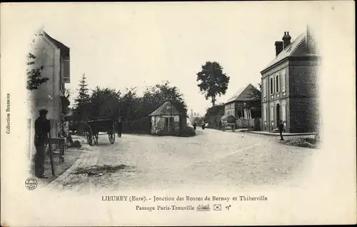 Ak Lieurey Eure, Jonction des Routes de Bernay et Thiberville