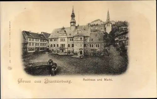 Ak Blankenburg Harz, Rathaus und Markt