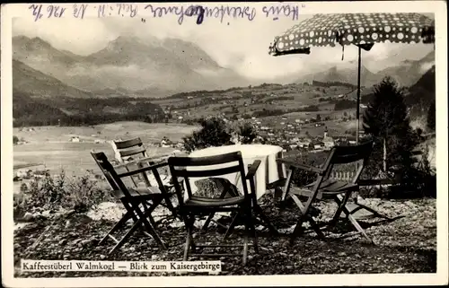 Ak Reit im Winkl im Kreis Traunstein Oberbayern, Blick zum Kaisergebirge, Kaffeestüberl Walmkogl