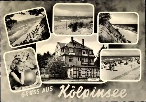 Ak Ostseebad Kölpinsee auf Usedom, SV Kindererholungsheim Sophie Scholl, Strandpartie, Strandkörbe