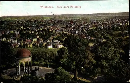 Ak Wiesbaden in Hessen, Totalansicht der Stadt vom Neroberg