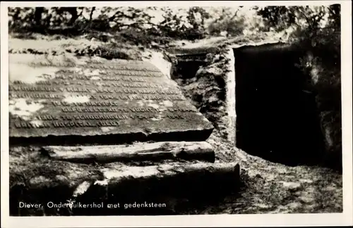 Ak Diever Drenthe Niederlande, Onderduikershof met gedenksteen