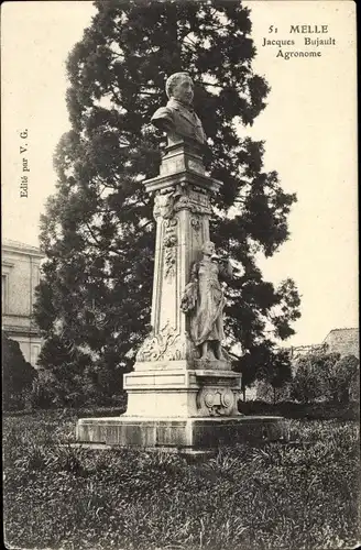 Ak Melle Deux Sèvres, Monument Jacques Bujault Agronome