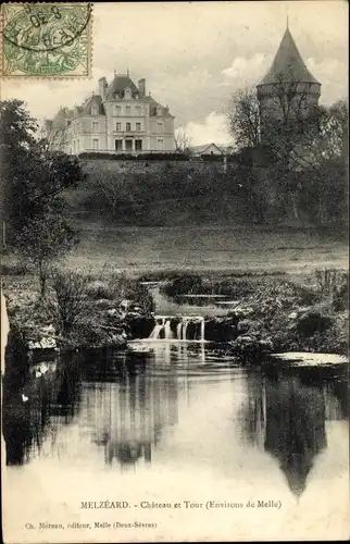 Ak Melle Deux Sevres, Melzeard, Château et Tour