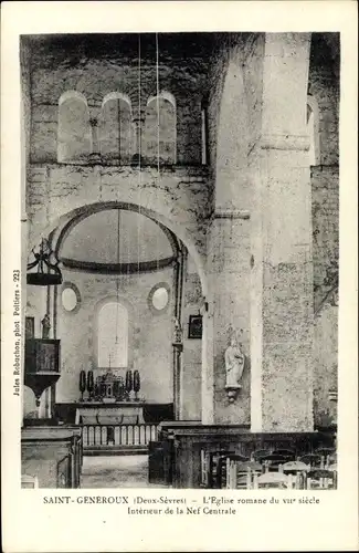 Ak Saint Généroux Deux Sèvres, Intérieur de l´Église