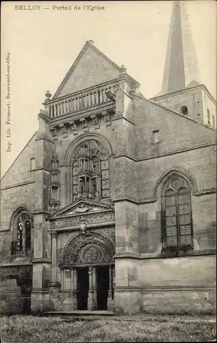 Ak Belloy Val d’Oise, Portail de l'Eglise