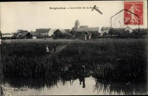 Ak Soignolles en Brie Seine et Marne, Les Bords de la Rivière