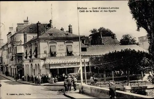 Ak Melun Seine et Marne, Quai d´Alsace Lorraine, Café de la Seine et des Sports