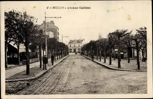 Ak Melun Seine et Marne, Avenue Galliéni